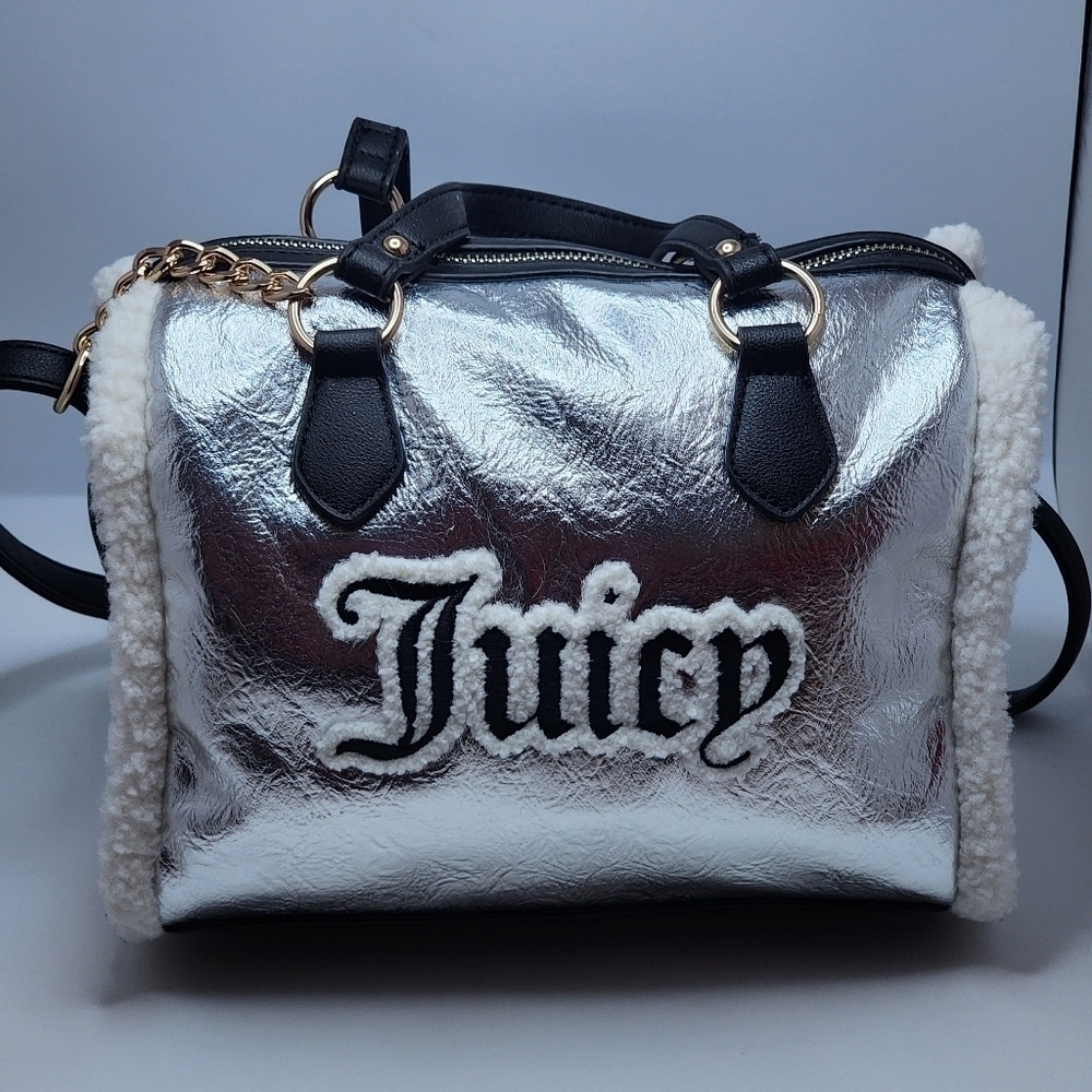 Juicy Couture Sherpa Silver Crossbody Handbag